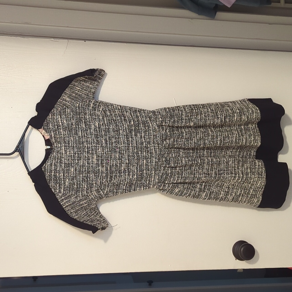 Back and white fit and flair dress